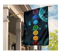 Drapeau De Jardin Supérieure Jardin Signe Coupe-Vent Et Étancheune Drapeau De Décoration Décoration Pour Extérieure Pelouse Patio Parade Des 7 Chakras Selon Le Motif De La Galaxie Lunaire M