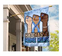 Drapeau De Jardin Supérieure Jardin Signe Durable Drapeau De Décoration Décoration Pour Balcon Maison Sensibilisation Au Diabète Avec Le Ruban Bleu. Mains Fortes. La Haine N'A Pas Sa Place Ici. S