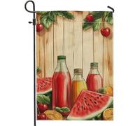 Drapeau de jardin sur le thème des fruits d'été, bannière colorée de pastèque, cerise, citron, drapeau décoratif double face pour décoration de la maison, de la pelouse, 30,5 x 45,7 cm