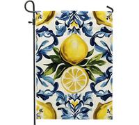 Drapeau de jardin sur le thème du citron, décoration jaune vif d'agrumes pour printemps et été, bannière florale double face pour décoration de maison extérieure, drapeau de cour vibrant pour fêtes de