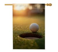 Drapeau de jardin sur le thème du golf, balle blanche sur herbe verte, bannière double face en toile de jute pour décoration de pelouse de printemps et d'été, 71 x 101,6 cm
