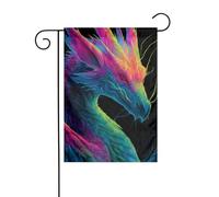 Drapeau de jardin surréaliste Dragon Neon Gradients 30 x 45 cm Vertical double face Ferme Vacances Décorations extérieures Drapeau de cour