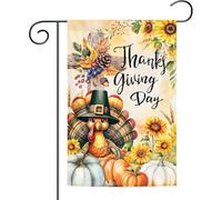 Drapeau de jardin « Thanks Fall Thanksgiving » - Croix de Turquie - Citrouille - Double face - Polyester - Petit drapeau Bless Harvest H