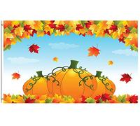 Drapeau De Jardin Thanksgiving Harvest Autumn Pumpkin Maple Leaves Fall Pride Flag Premium Drapeau De Bienvenue Couleur Vive Garden Flag Pour Patio Cour Pavillon 152X90CM