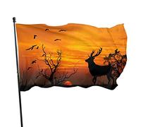 Drapeau de jardin The Deer in The Sunset Yard House Décoration extérieure Drapeaux Bannières pour Patio Pelouse 3x5 Ft