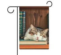 Drapeau de jardin The Kitten Sleeps - 32,6 x 47,5 cm - Vertical double face - Décoration extérieure en lin - Pour ferme, vacances, fête des mères