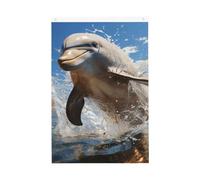 Drapeau de jardin « There Is A Dolphin Jumping Welcome » - 61 x 91 cm - Double face - Ne se décolore pas - Toile de fond pour photo - Bannière pour cour, porche, pelouse, décoration extérieure