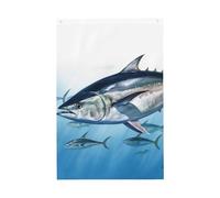 Drapeau de jardin Thunnus Thunnus bleu double face qui ne se décolore pas pour maison, cour, toile de fond, bannière de fête pour cour, porche, pelouse, décoration extérieure