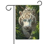 Drapeau de jardin tigre blanc dans la jungle en toile de jute double face 30,5 x 45,7 cm