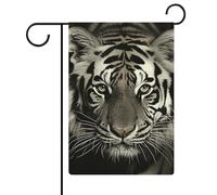 Drapeau de jardin tigre noir et blanc double face 30,5 x 45,7 cm, drapeau vertical en lin, drapeaux de maison durables pour fêtes de vacances décoratives extérieures