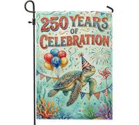 Drapeau de jardin tortue - Bannières festives en toile de jute bleue double face pour extérieur, porche, pelouse, terrasse, 30,5 x 45,7 cm