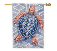 Drapeau de jardin tortue bleu océan, bannière décorative d'extérieur avec créatures océaniques, drapeau double face pour la maison, la cour, la plage, la fête d'été, la décoration de pelouse sur le