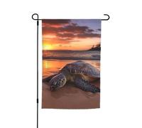 Drapeau de jardin tortue de mer coucher de soleil 30,5 x 45,7 cm double face printemps été décoratif bannière drapeau de cour petit drapeau saisonnier vacances décoration extérieure