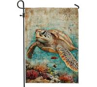 Drapeau de jardin tortue de mer tropicale, bannière de jardin bleu turquoise, bannière de jardin, drapeau de cour, drapeau de cour, fête de plage, décoration de pelouse extérieure, 30,5 x 45,7 cm