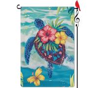 Drapeau de jardin tortues de mer d'été coloré petit drapeau extérieur double face terres agricoles bienvenue cour pelouse hiver D