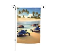 Drapeau de jardin Tortues sur la plage 30,5 x 45,7 cm. Décoration extérieure lumineuse double face apporte un peu de plaisir à votre jardin.