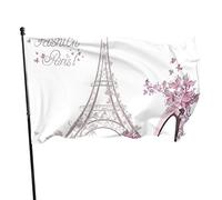 Drapeau de jardin Tour Eiffel Paris Fashion Yard House Décoration extérieure Drapeaux Bannières pour Patio Pelouse 3x5 Ft
