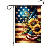 Drapeau De Jardin Tournesol D'Été Américain Patriotique Rustique Usa Pride Flag Premium Drapeau De Bienvenue Antifouling Garden Flag Pour Home Pelouse Pavillon 30X45Cm