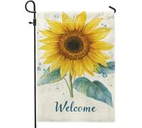 Drapeau de jardin tournesol, jaune floral bienvenu, décoration de cour extérieure, décoration de la maison, drapeau de pelouse double face en toile de jute, décoration de fête, 30,5 x 45,7 cm
