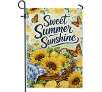 Drapeau de jardin tournesol, papillon rustique d'été jaune citron, toile de jute double face, petit drapeau de jardin pour extérieur, porche, pelouse, terrasse, 30,5 x 45,7 cm