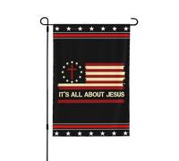 Drapeau de jardin « Tout tourne autour de Jésus » 30 x 45 cm, décoration extérieure pour jardin, petit décor extérieur