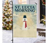 Drapeau de jardin traditionnel de la Saint-Lucie 30,5 x 45,7 cm | Thème de la Saint-Lucie - Drapeau de pelouse - Motifs de flocons de neige d'hiver - Tradition scandinave - Décoration de