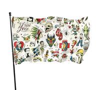 Drapeau de jardin traditionnel vrai amour tatouage drapeau polyester avec 2 œillets en laiton bannière couleurs vives et résistant à la décoloration drapeau de jardin intérieur décoration d'intérieur