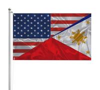 Drapeau De Jardin Triangle Des Amériques Et Des Philippines Bannière De Cour Robustes Drapeaux Décoratifs D'Extérieur Léger Bannière Décorative Pour Patio Procession Chambre 90X150Cm