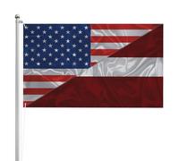 Drapeau De Jardin Triangle Des Lettons Entre L'Amérique Et La Lettonie Bannière Décorative 100% Polyester Bannière De Cour Robustes Drapeaux Décoratifs D'Extérieur Pour Club Patio Procession