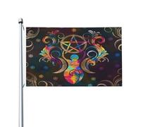 Drapeau De Jardin Triple Moon Goddess Pentagram Ornament Wiccan Drapeaus Décoratif Premium Garden Flag Couleur Vive Drapeau De Bienvenue Pour Patio Pavillon Pelouse 152X90CM