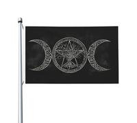 Drapeau De Jardin Triple Moon Goddess Witch Pentacle Garden Flag Amusante Drapeau De Bienvenue Couleur Vive Pride Flag Pour Pelouse Pavillon Patio 152X90CM