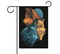Drapeau de jardin trois loups au clair de lune en toile de jute double face pour maison, cour, 32 x 47 cm
