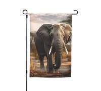 Drapeau de jardin tropical africain éléphant 30,5 x 45,7 cm pour printemps, été, automne, hiver, drapeaux saisonniers double face, bannière extérieure et intérieure pour décoration de maison