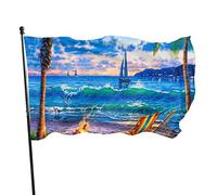 Drapeau de jardin Tropical Beach Palm Tree Yard House Décoration extérieure Drapeaux Bannières pour Patio Pelouse 3x5 Ft