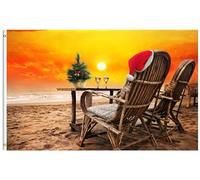 Drapeau De Jardin Tropical Christmas Tree Hat Chair Champagne Sunset Drapeaus Décoratif Premium Garden Flag Couleur Vive Drapeau De Bienvenue Pour Patio Pelouse Cour 152X90CM