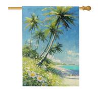 Drapeau de jardin tropical océan palmier, bannière de décoration de plage bleu vif, drapeau floral double face pour décoration de pelouse en été extérieur, 71,1 x 101,6 cm