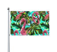 Drapeau De Jardin Tropical Plants And Flamingos Garden Flag Premium Drapeau De Bienvenue Amusante Drapeaus Décoratif Pour Patio Pavillon Cour 152X90CM
