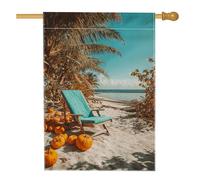 Drapeau de jardin tropical pour chaise de plage, décoration d'été, bannière double face en toile de jute, décoration de pelouse pour fêtes de fin d'année, 71 x 101,6 cm