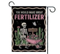 Drapeau de Jardin «tu Ferais Un Excellent Engrais» - Quand L'humour Noir Rencontre La Main Verte! Drapeau de Jardin Double Face 73 X 99 Cm, Motif Squelette Amusant pour Terrasse, Extérieur, Intérieur