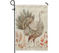 Drapeau de jardin Turquie d'automne, récolte Thanksgiving, décoration de cour d'automne, décoration rustique en toile de jute extérieure, double face, 30,5 x 45,7 cm