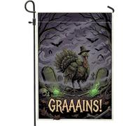 Drapeau de jardin Turquie - Motif chauve-souris effrayante - Pour Halloween - Noir - Double face - Petit drapeau de jardin pour extérieur, terrasse, pelouse, porche, entrée, camping - 30,5 x 45,7 cm
