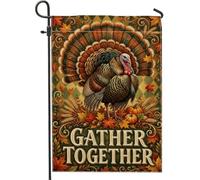 Drapeau de jardin Turquie, motif feuilles de citrouilles rustiques pour l'automne, Thanksgiving, toile de jute marron double face, petit drapeau de jardin pour extérieur, terrasse, pelouse, porche