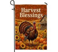 Drapeau de jardin Turquie, récolte de tournesols d'automne, citrouilles, Thanksgiving, marron, double face, en toile de jute pour extérieur, pelouse, porche, terrasse, entrée, 30,5 x 45,7 cm
