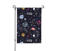 Drapeau de jardin Univers Space 71,1 x 101,6 cm double face vertical en polyester pour décoration de cour, de maison, de porche, de ferme, de patio, de pelouse