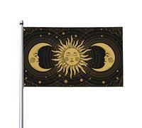 Drapeau De Jardin Universe Golden Moon And Sun Drapeaus Décoratif Amusante Pride Flag Premium Drapeau De Bienvenue Pour Pelouse Pavillon Patio 152X90CM