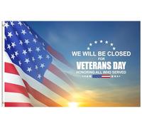 Drapeau De Jardin Usa We Will Be Closed For Veterans Day Honoring All Who Served Garden Flag Premium Drapeau De Bienvenue Amusante Pride Flag Pour Pelouse Cour Pavillon 152X90CM