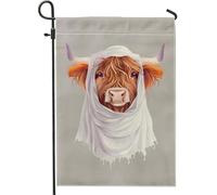 Drapeau de jardin vache Highland, portrait d'animal, bannière extérieure double face pour printemps et été, décoration de cour de style rustique, 30,5 x 45,7 cm