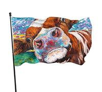 Drapeau de jardin vache laitière ferme peinture à l'huile drapeau polyester avec 2 œillets en laiton bannière couleurs vives et résistant à la décoloration drapeau de jardin extérieur décoration d'int