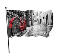 Drapeau de jardin vélo classique sur rue pavée cour maison drapeaux de décoration extérieure bannières pour pelouse de patio 3x5 pieds