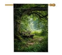 Drapeau de jardin vert d'été - Bannière de décoration extérieure - Bannière de décoration extérieure en toile de jute double face - Scène naturelle - Décoration de fête de jardin - 71 x 101 cm